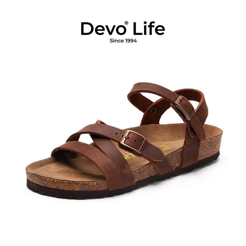 Devo/的沃勃肯鞋女款软木鞋防滑时尚百搭罗马复古外穿女鞋56170