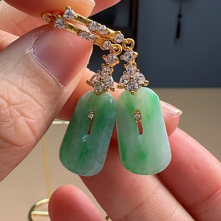 翡翠耳饰银S925镶嵌耳饰