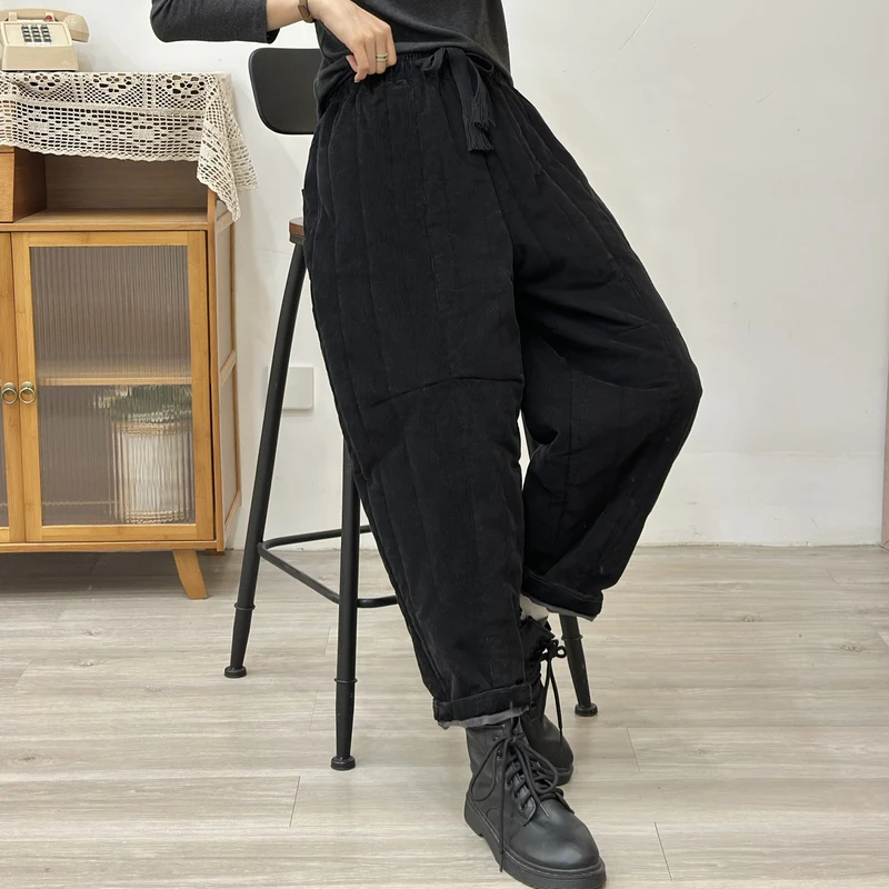 冬季新款高品质炒色细灯芯绒夹棉休闲时尚保暖小脚裤靴裤百搭显瘦