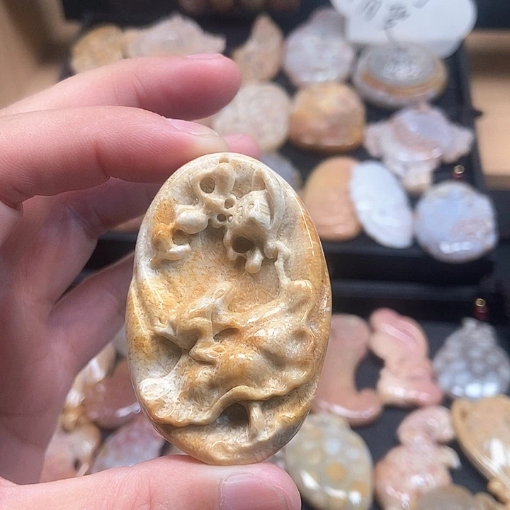 颈饰未镶嵌硅化珊瑚（珊瑚玉）
