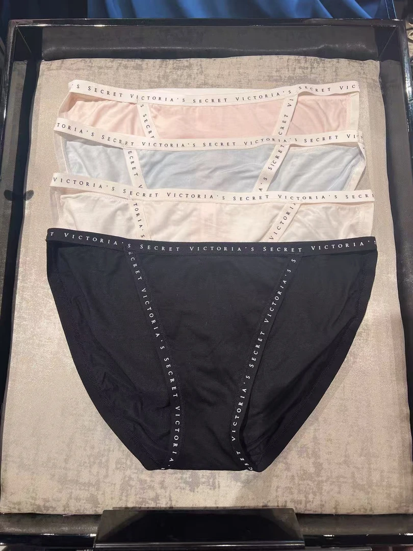 维多利亚的秘密正品女士低腰比基尼三角内裤莫代尔面料透气字母