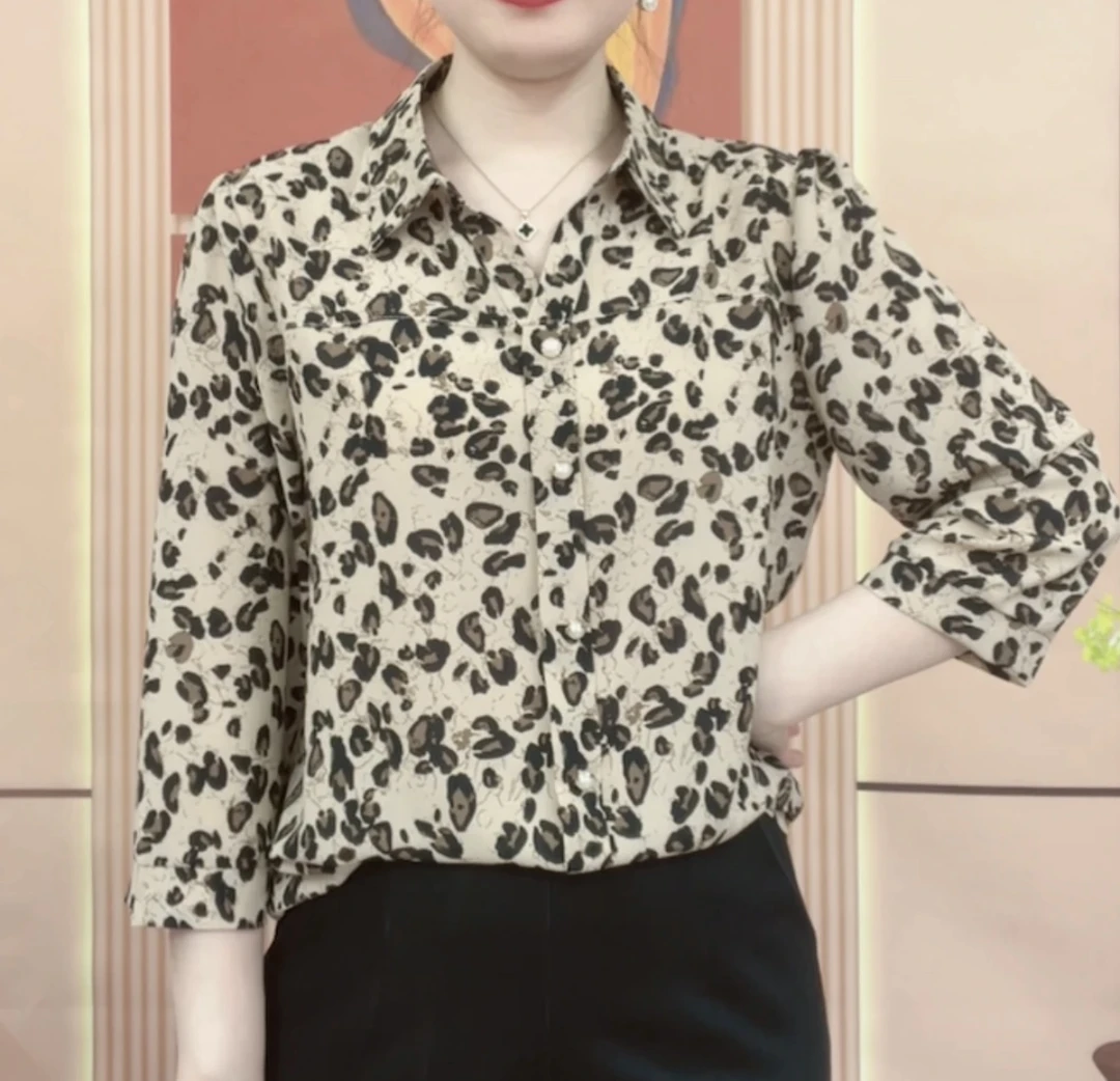 妈妈装碎花七分袖衬衫2025年夏季新款T恤女装小衫宽松显瘦上衣