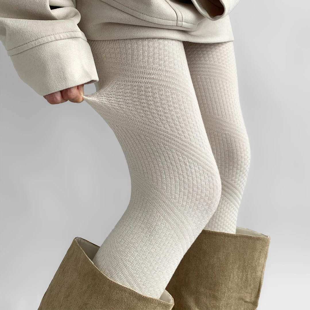 覆谷格雷系灰色内搭裤袜女春秋款不掉档格子条纹裤袜显瘦外穿