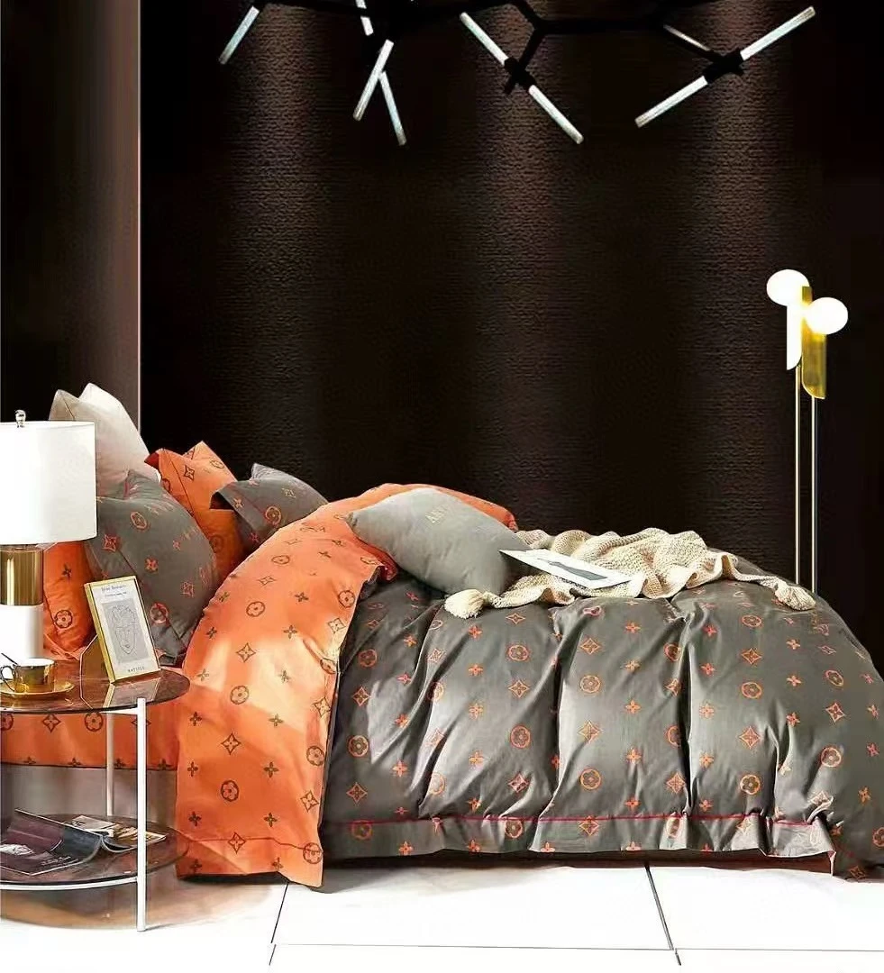 【高尚】铂金.凯丽 高端匹马棉四件套-大牌 棕桔