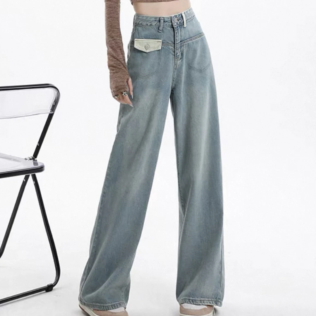 A2/8/8606复古口袋牛仔裤