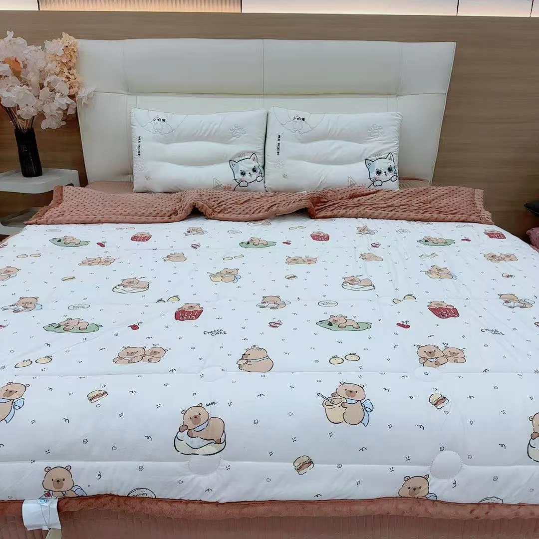 水洗针织软糯糯秋冬豆豆被9210