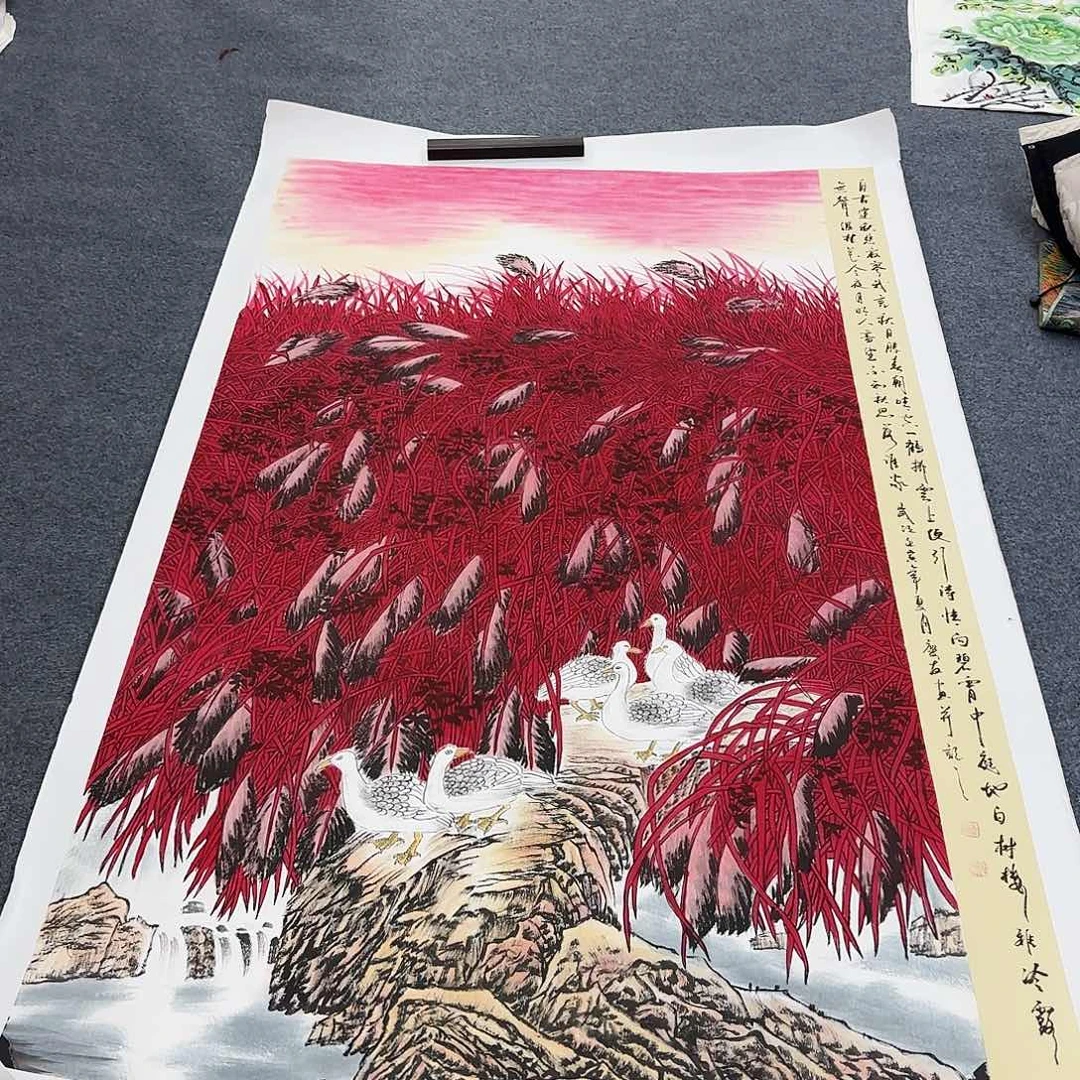 国画作品小姐姐放漏中