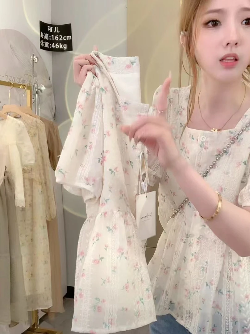 夏季爆款绣花上衣气质名媛中国风宽松显瘦高贵ins薄碎花时尚法式