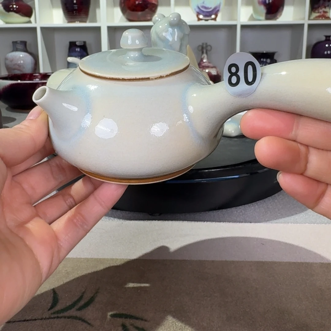 陶摆件福利钧窑茶壶玉石釉