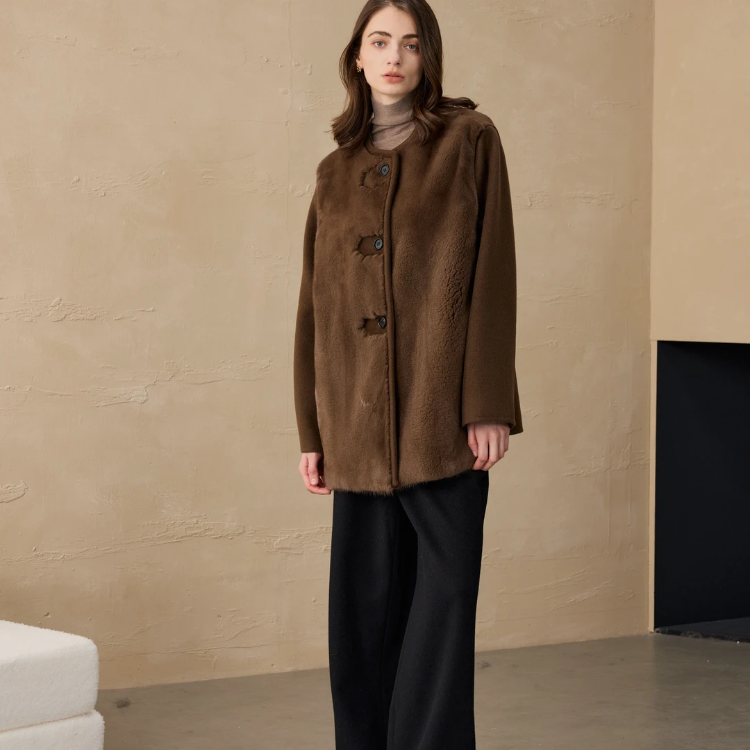 【11-16】水貂毛+山羊绒大衣外套CR242330