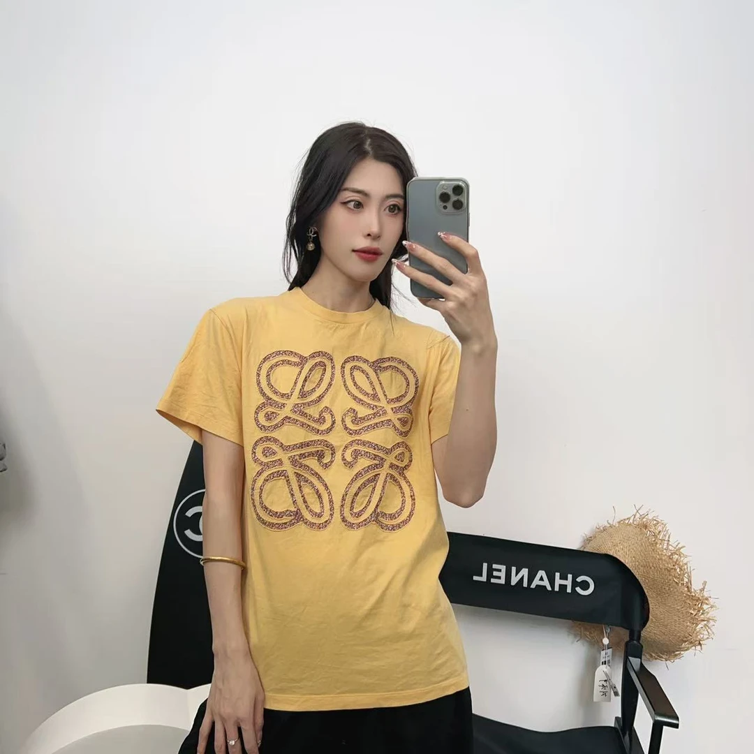 95新 LOEWE/罗意威 麦殿/黄色半袖T恤S码/250104LDRWS01