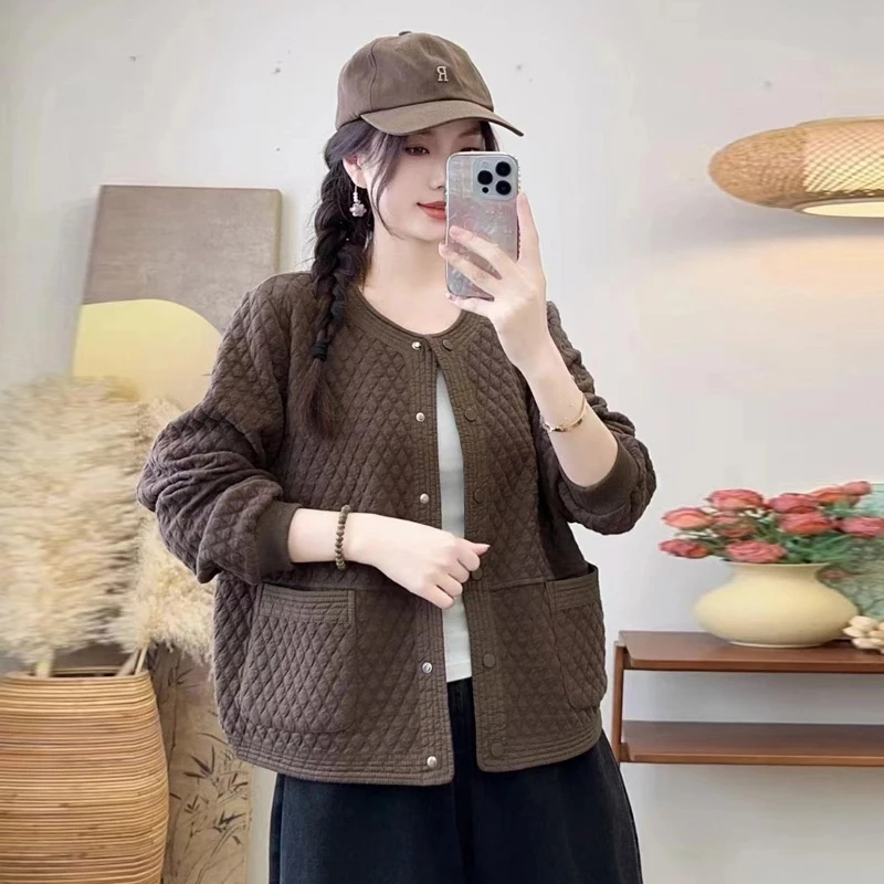 2025早春新款膨体棉小香风风衣外套圆领休闲时尚开衫百搭短外套