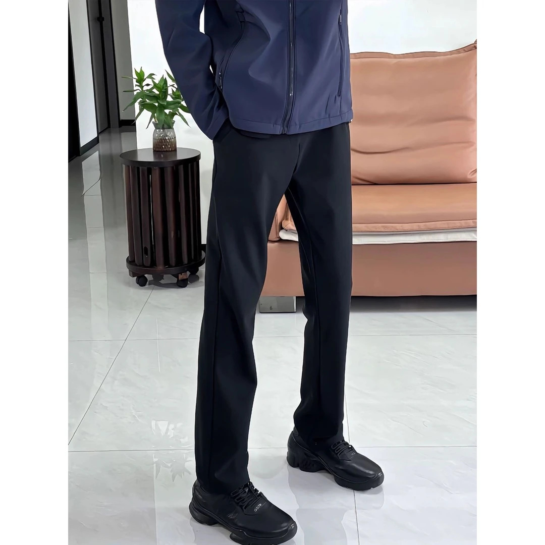 黑色直筒西裤男秋季高级感垂坠感微喇裤子窄版cleanfit休闲西装裤