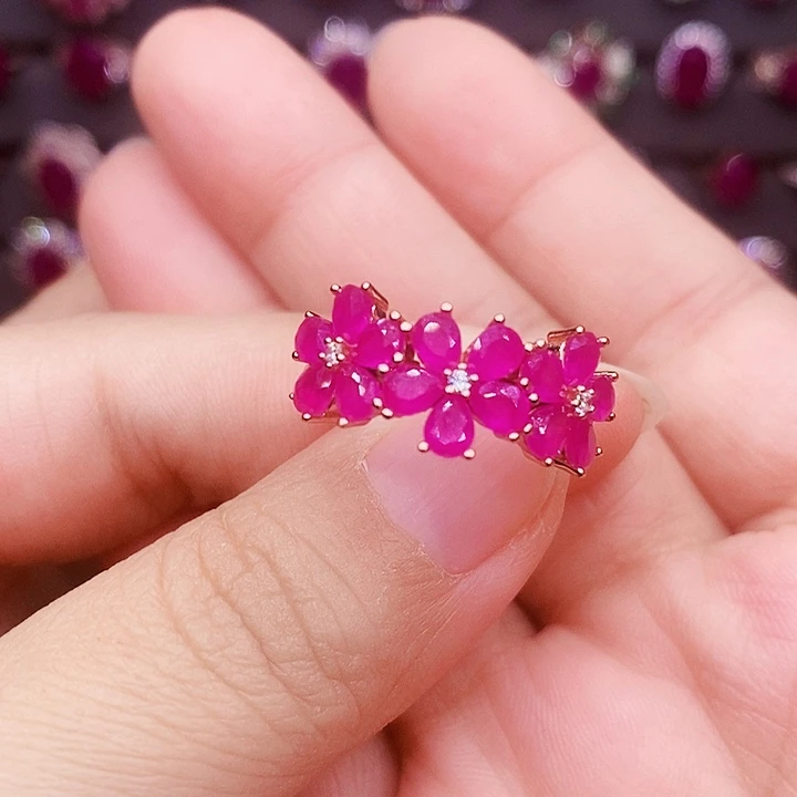 红宝石银S925镶嵌戒指