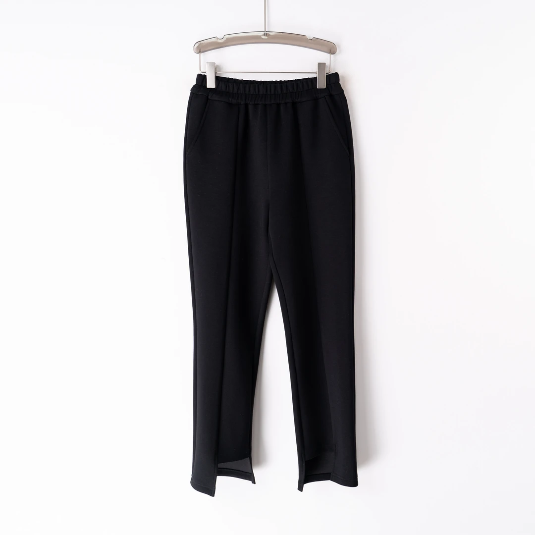 PK241241秋冬新款气质舒适时尚裤子松紧腰开叉铅笔裤靴裤复古