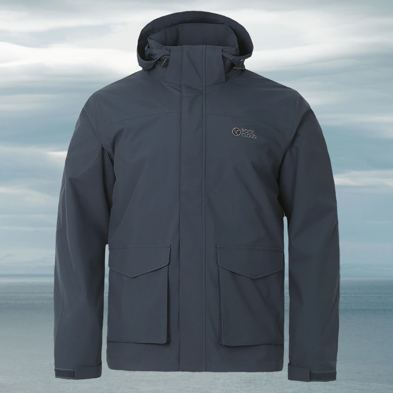 RockCloud/岩云【新品洋毛棉三合一】男款防风防水连帽保暖冲锋衣