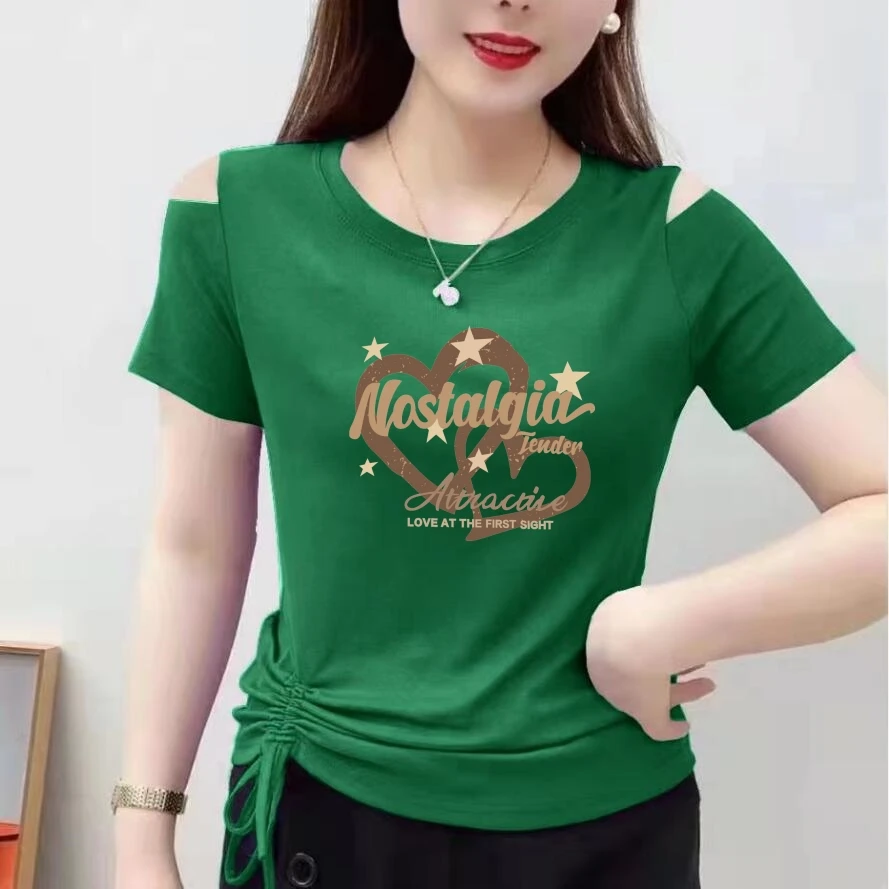 2025夏季新款修身气质时髦短袖t恤显瘦百搭洋气体恤打底衫上衣服