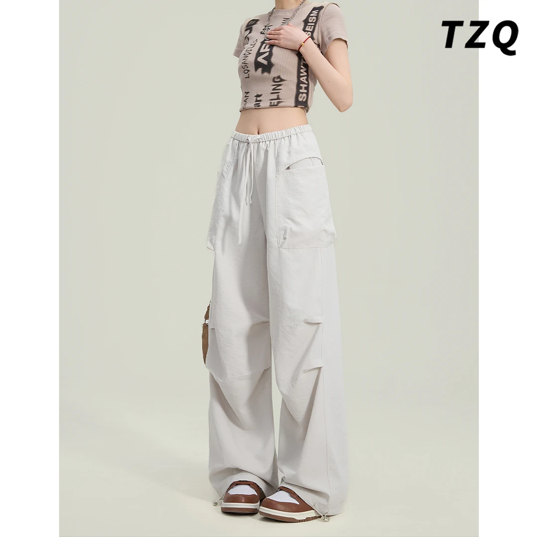 伞兵裤美式工装裤女2025新款小个子宽松高腰休闲阔腿裤TZQ2530458