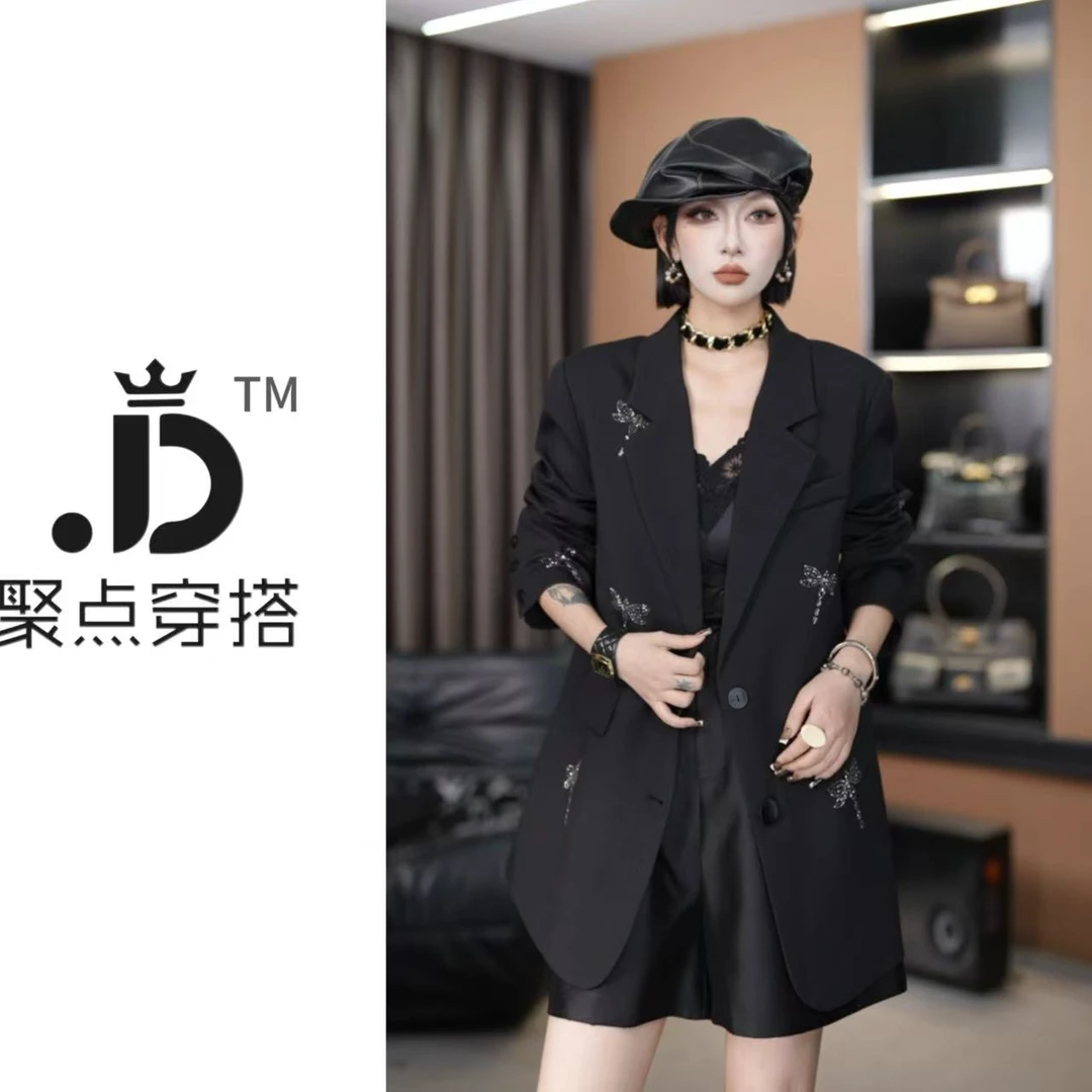 JUDIAN-【薄光影跳动】定制设计款蜻蜓烫钻小西装8jd644356