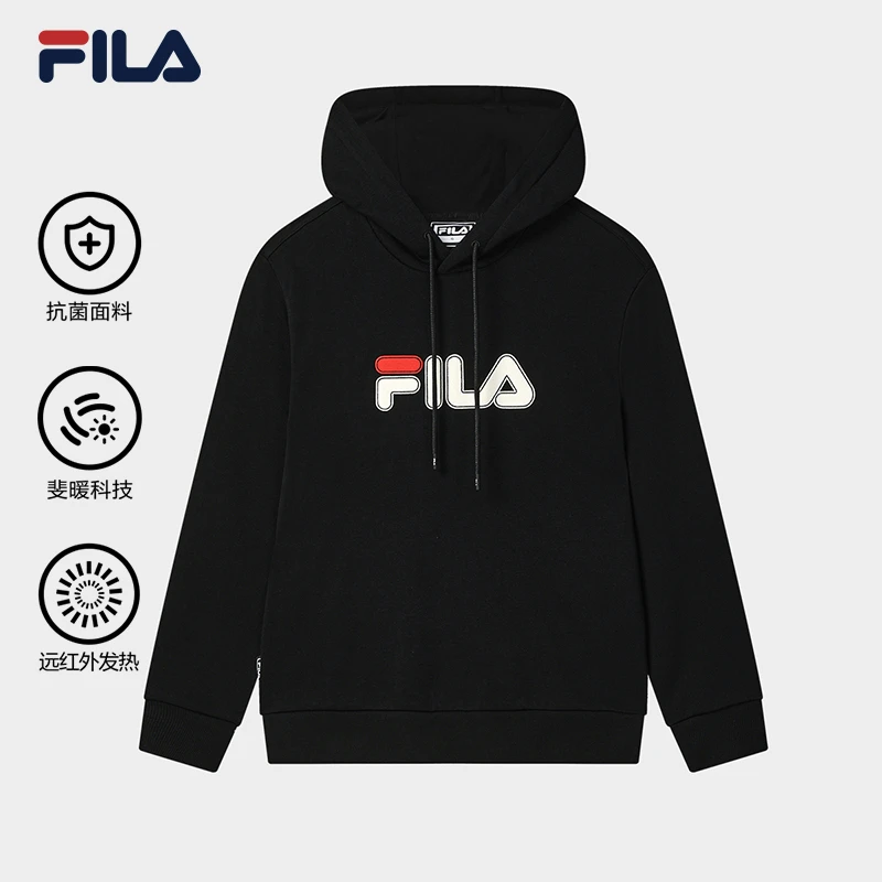 FILA 斐乐官方情侣款连帽加绒卫衣2025冬季新款时尚休闲针织上衣