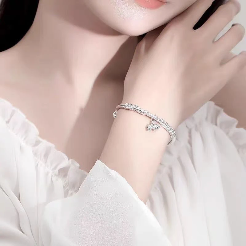 足银手镯 944：莲蓬手镯足银手镯