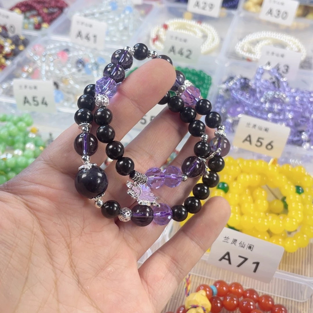 檀香紫檀（小叶紫檀）手串银S925镀金镶嵌