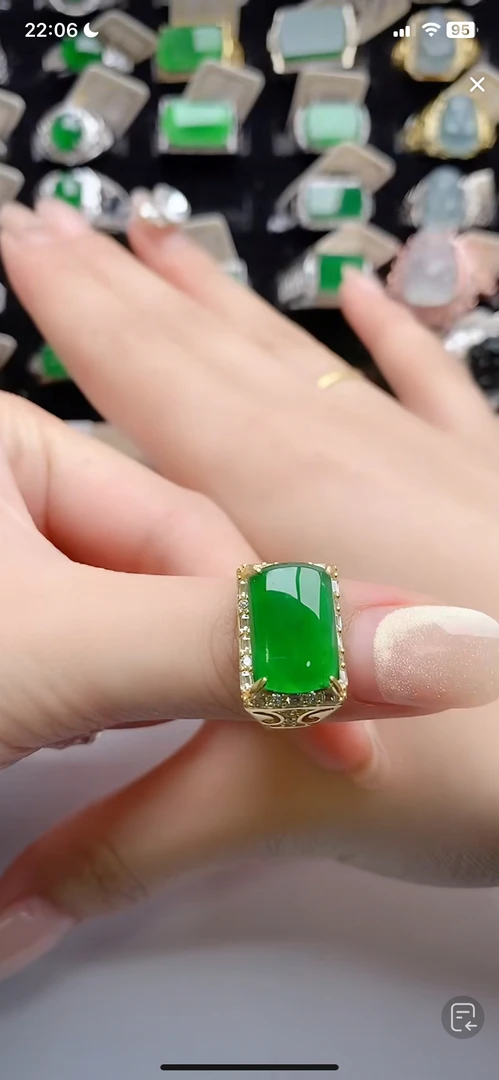 天然翡翠戒指s925银男戒