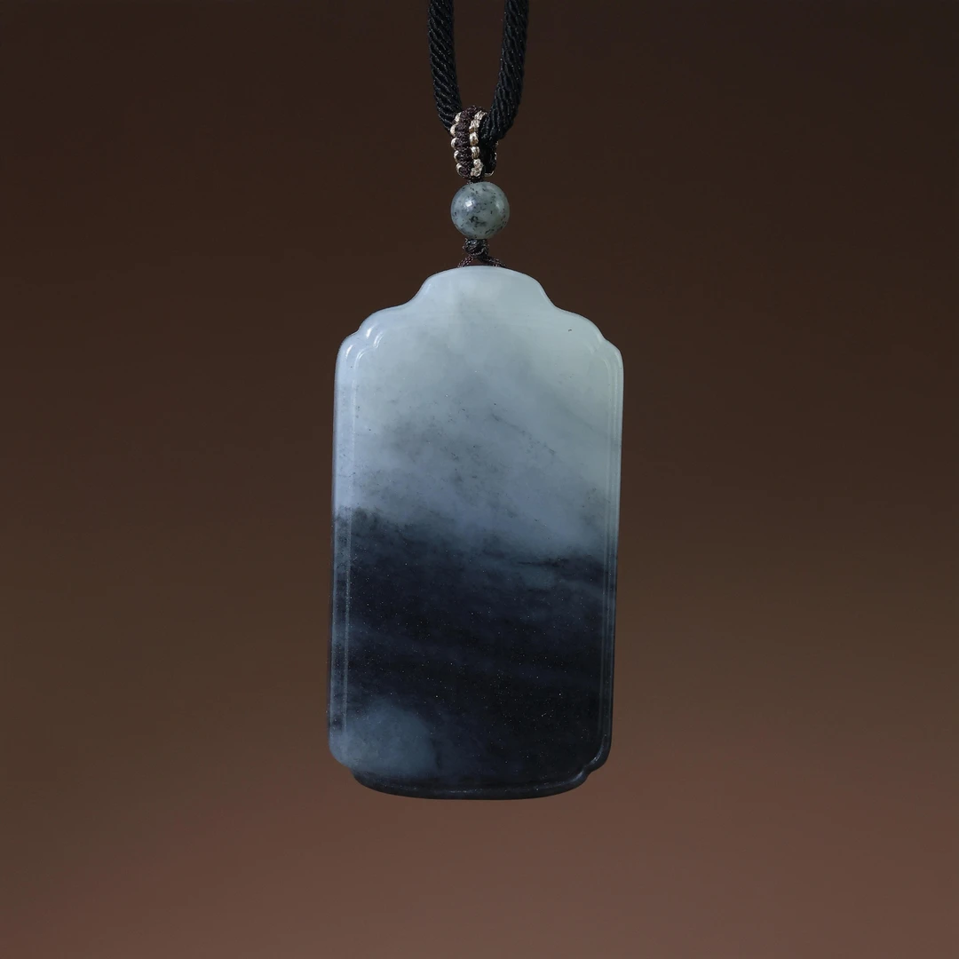 天然新疆和田玉挂件聚墨青花无事牌