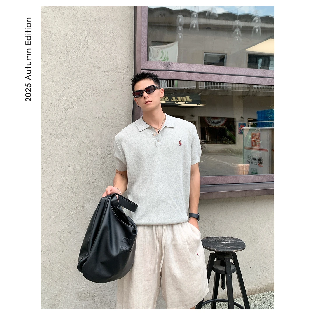 【ZICHENG】25ss松弛老钱风 polo莱赛尔混纺亚麻短袖夏季polp 杉