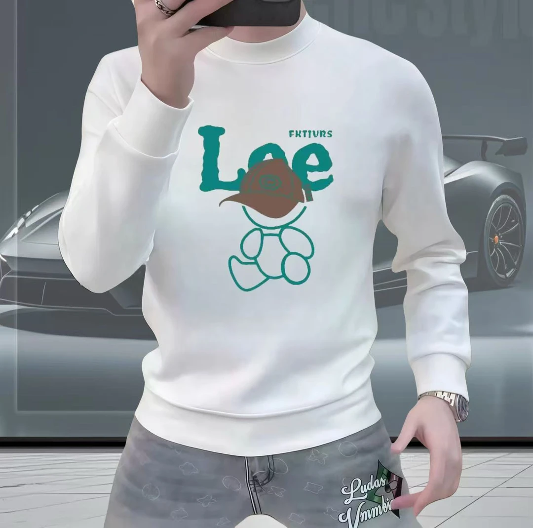 LE秋冬季男士长袖卫衣时尚休闲新款百搭圆领印花舒适潮流套头上衣