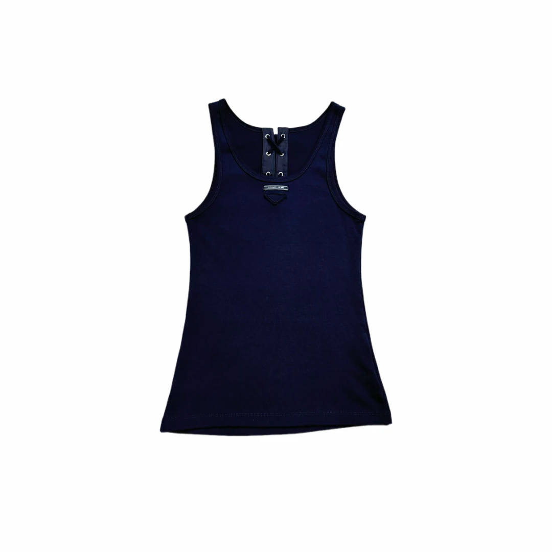 VANDERXIU 藏蓝色U领拉达三角标背心