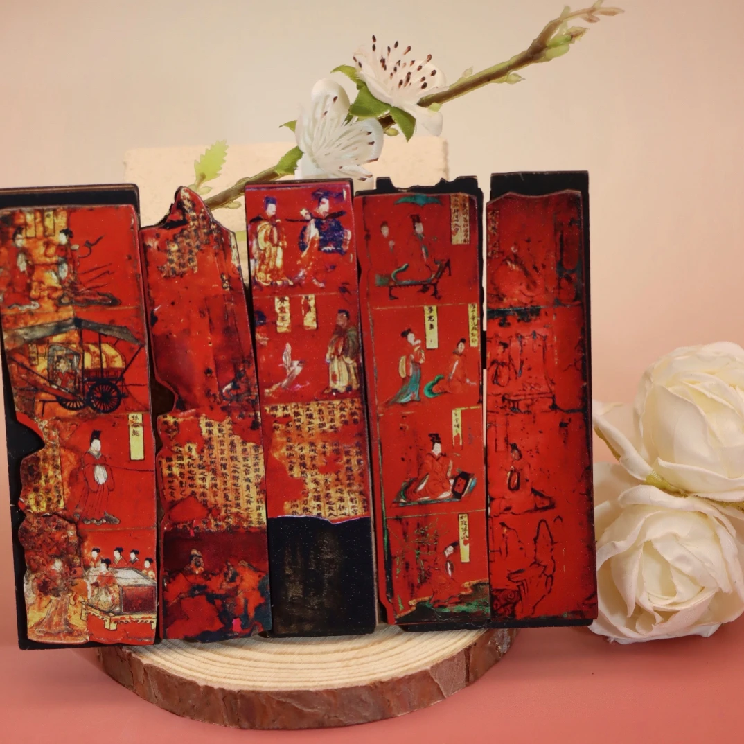 木质司马金龙漆画屏风冰箱贴