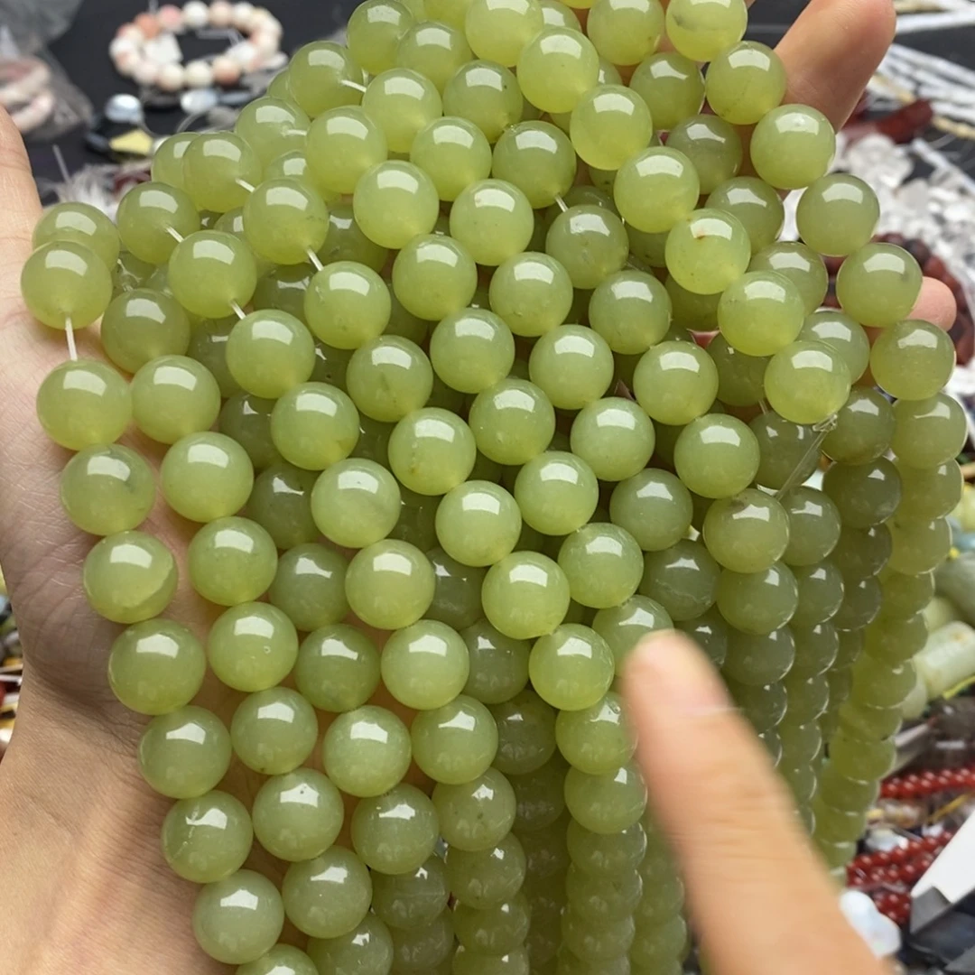 玛瑙/玉髓未镶嵌珠宝半成品一条12mm晴水绿玉髓优化圆珠