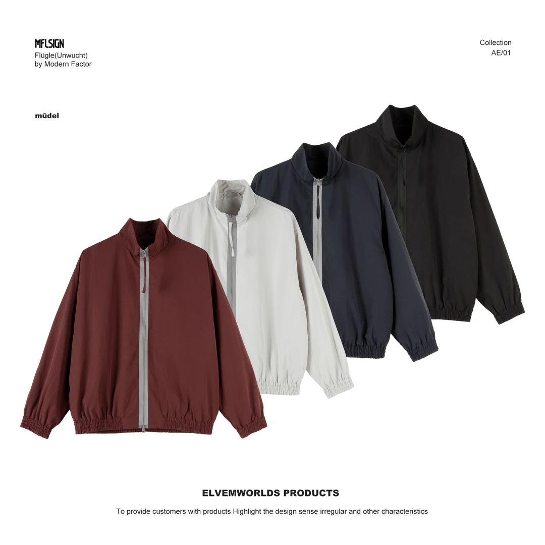 【世服大新】男士秋季新款宽松阔版撞色休闲刺绣拉链立领外套潮