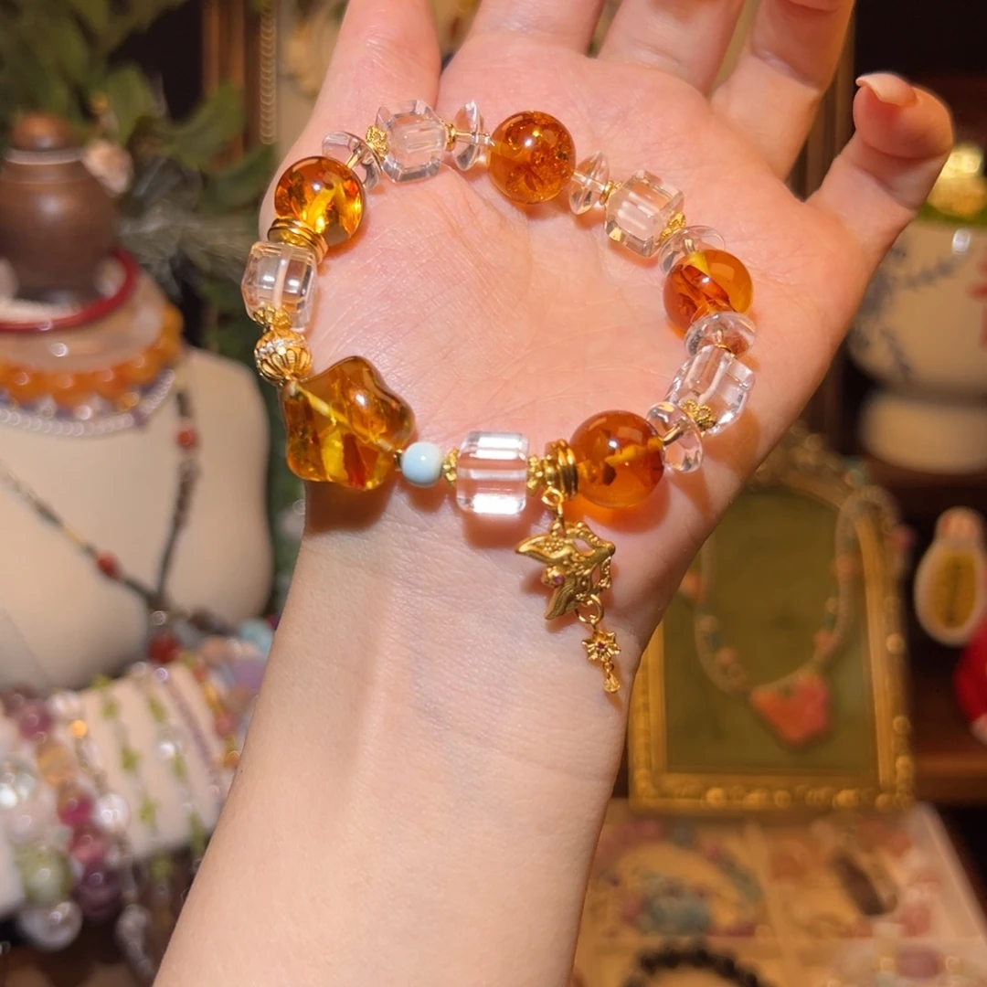 荒***烟琥珀（花珀）未镶嵌手串手串