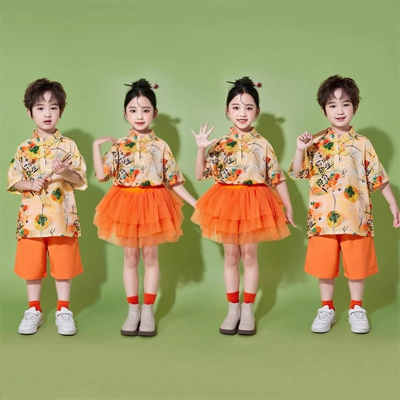 六一少儿合唱演出服幼儿园园服舞蹈服啦啦队小学生中式国风表演服