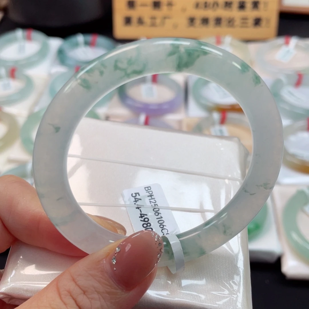 未镶嵌手镯翡翠?***蜜玻璃底飘海草花圆条