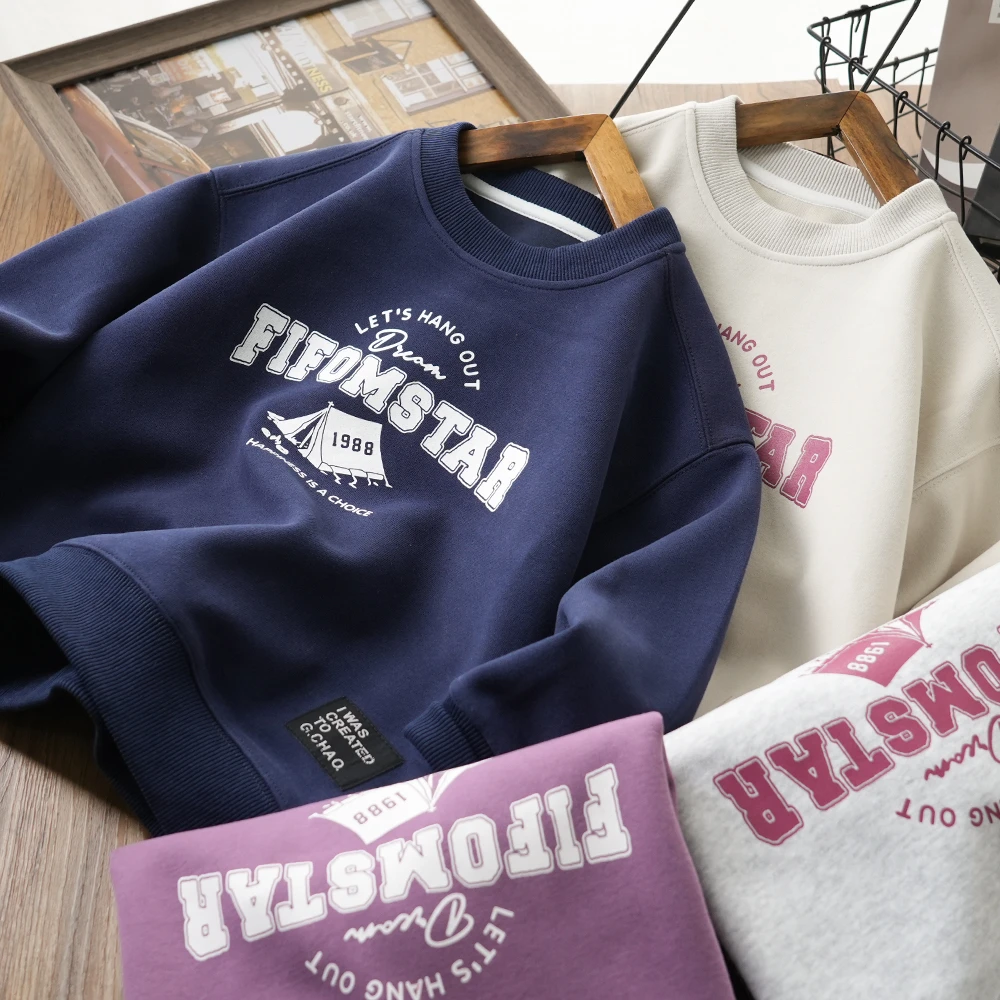 春季男童休闲1988字母印花卫衣百搭儿童圆领上衣中大童简约25103