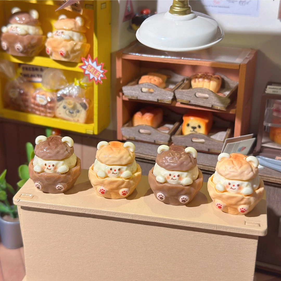 【友点意思DIY定制-黄油小熊泡芙】小毫升食玩微缩摆件网红卡通定制