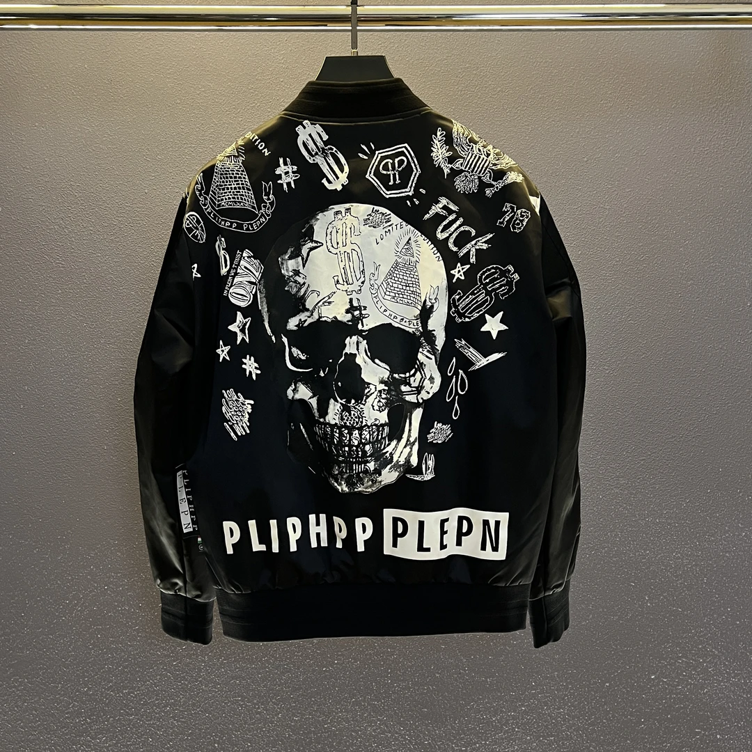 PLIPHPP PLEPN暗黑风机车骷髅头欧美秋冬男士夹克风衣F8823