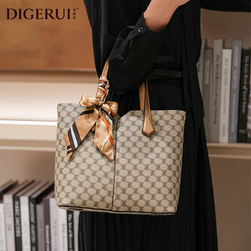 新款水桶包手提单包复古通勤大容量包包通勤时尚小众印花单肩经典