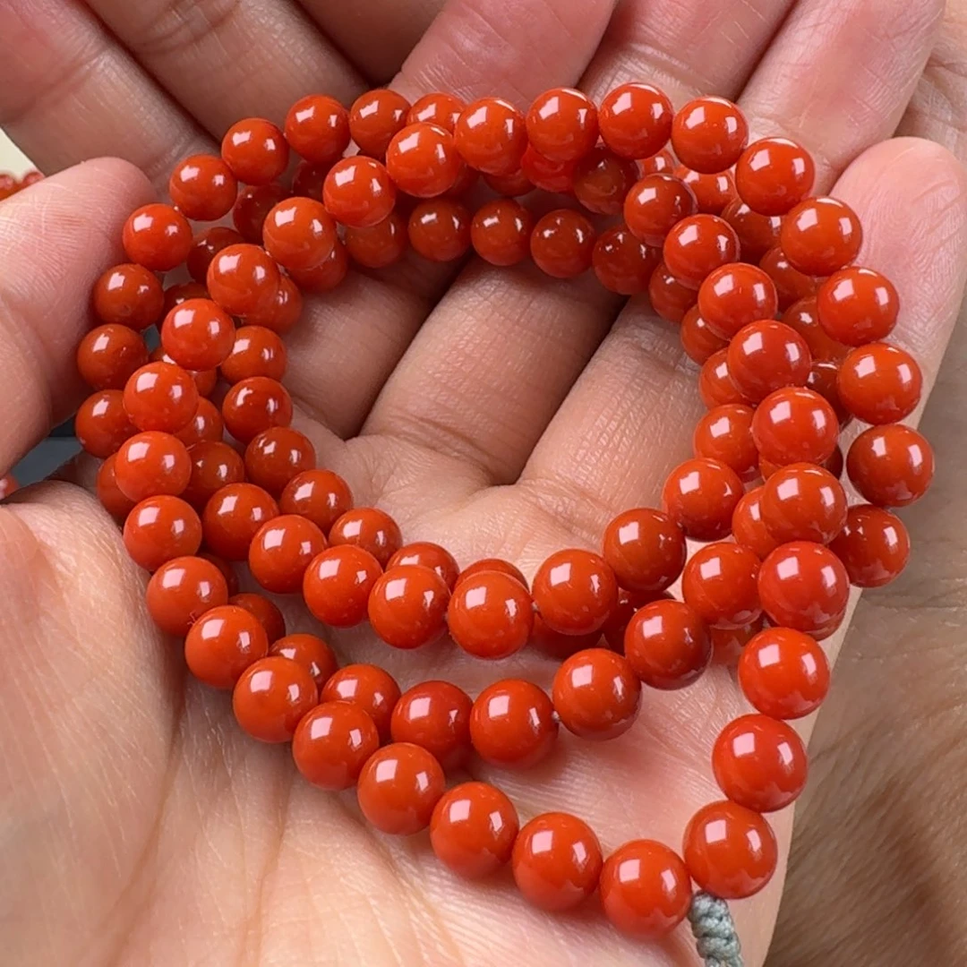 南红玛瑙冷水河108卡6+未镶嵌