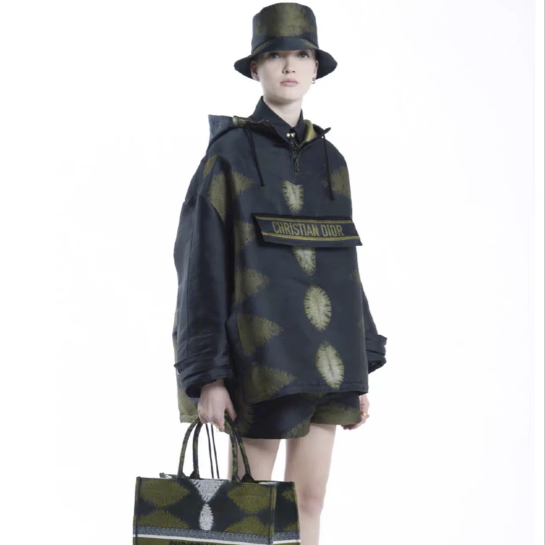 99新 DIOR/迪奥 5688/绿色logo印花连帽冲锋衣外套/OS XS码/98新