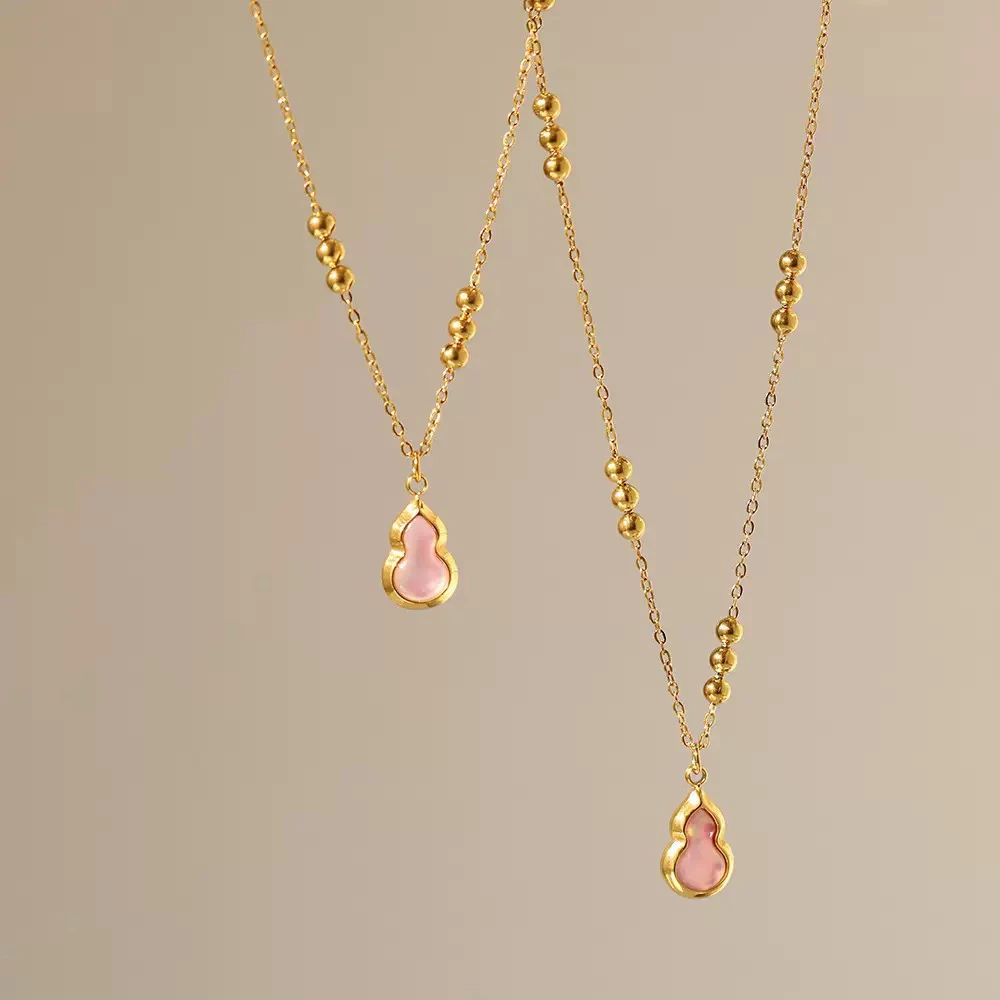 钛钢项链 【粉黛】粉色贝壳小葫芦女小众不掉色轻奢设计中国风8625