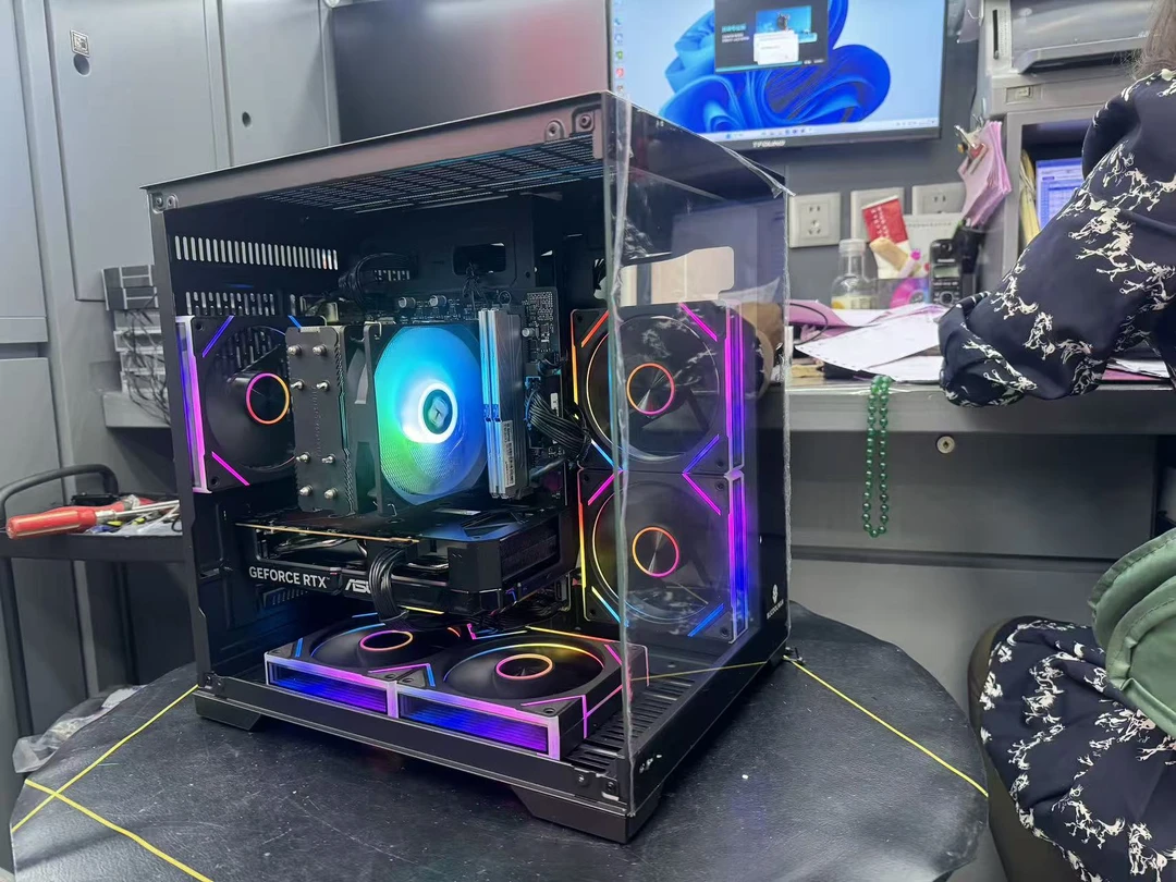 双12 AMD5700X搭配5060 华硕主板 游戏电脑主机DIY电脑 黑色电竞