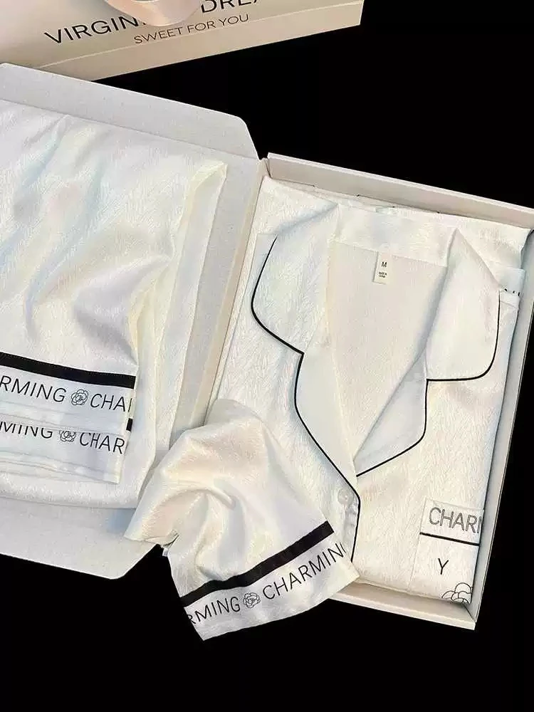 白茶三件套冰丝夏季家居服，特价浮力款