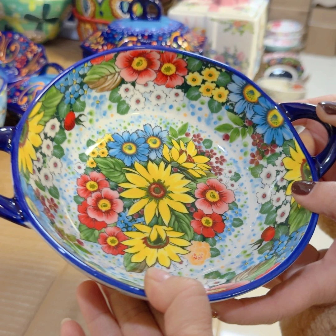 瓷7英寸双耳异形沙拉盘一只