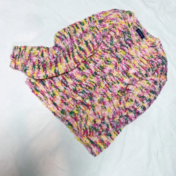 彩虹点圆领宽松长袖毛衣-果梓174