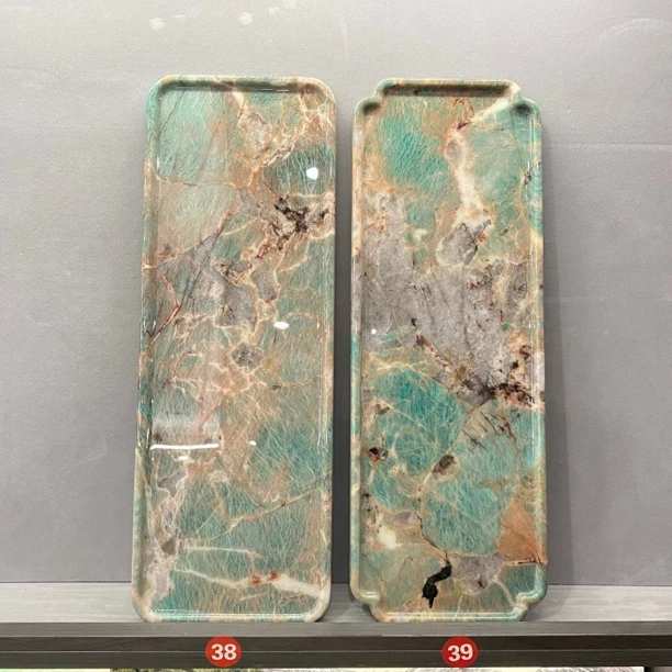 亚马逊绿干泡茶盘茶具18*50天然奢石家用室内烤漆简约盘子轻奢