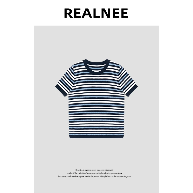 【水星记】“优质精梳棉”舒适百搭圆领撞色条纹短袖T恤RLMMY4SY04285